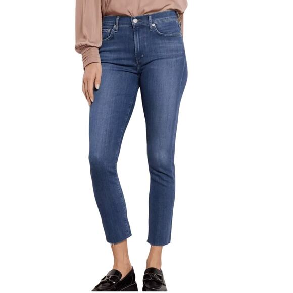 AGOLDE Jeans Sophie Cropped Raw Hem Dark Wash Size 29 - Picture 2 of 10